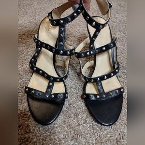 Ivanka Trump Black Studded Cage Heels 9